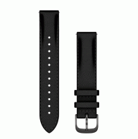 Quick Release Bands (18 mm) - Black leather, brushed slate hardware - 010-12932-61 - Garmin